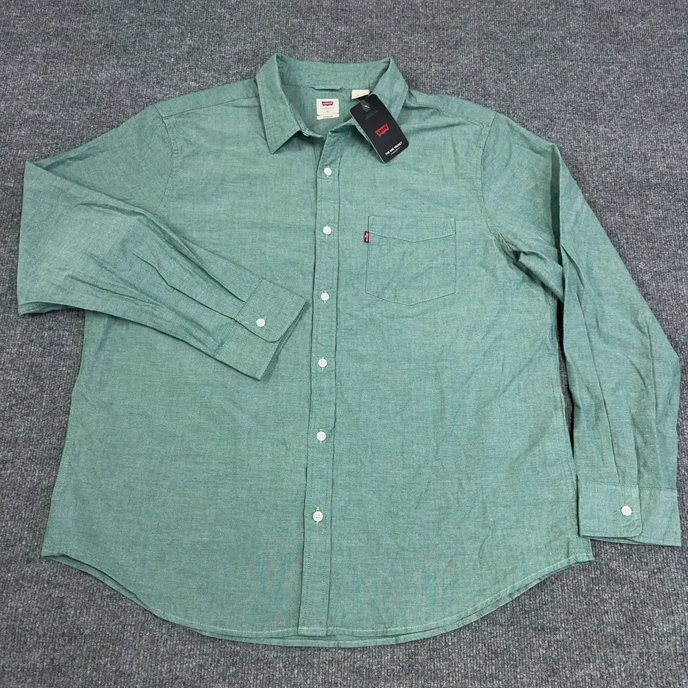Levis Shirt Mens‎ XL Green The One Pocket Poplin Long Sleeve Button Up NEW